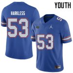 Youth Florida Gators #53 Kavaris Harkless NCAA Jordan Brand Royal Authentic Stitched College Football Jersey NKN1862LW